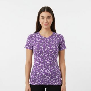 Tricot Happy faces lavender digital print