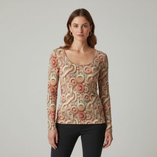 Tricot VISCOSE Unity orange digital print