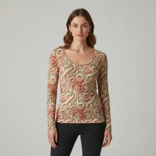 Tricot VISCOSE Unity orange digital print