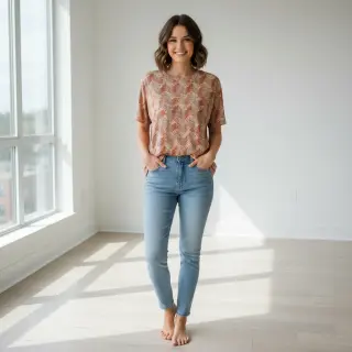 Tricot VISCOSE Structure beige digital print
