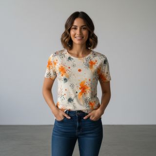 Tricot VISCOSE Soothing Fields orange digital print