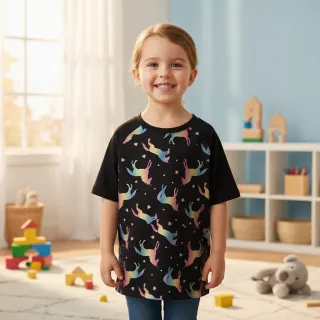 Tricot Unicorns parade black digital print