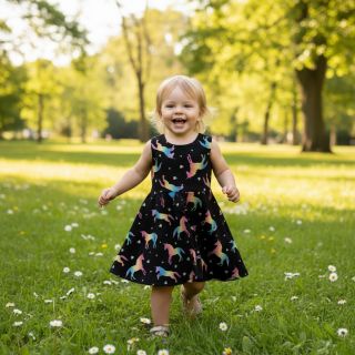 Tricot Unicorns parade black digital print