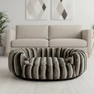 Blăniță artificială Stripe dark brown