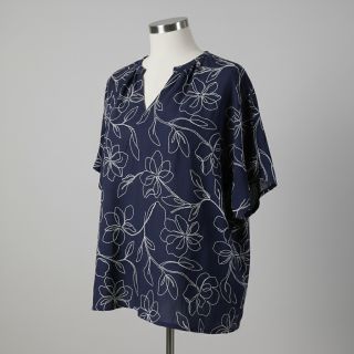Viscoză cu in EMBROIDERY Flower Danielle navy