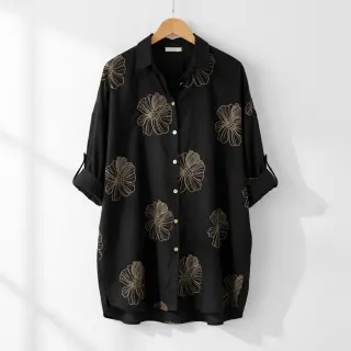 Viscoză cu in EMBROIDERY Flower Maya black