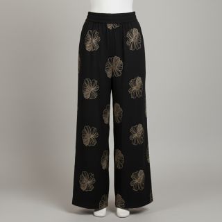 Viscoză cu in EMBROIDERY Flower Maya black