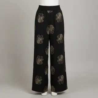 Viscoză cu in EMBROIDERY Flower Maya black
