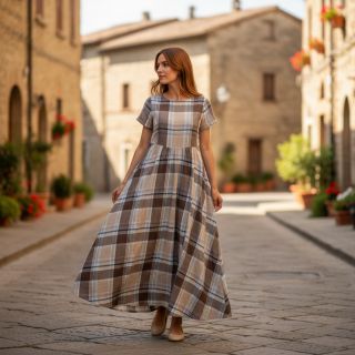 Viscoză cu in YARN DYED Checks taupe