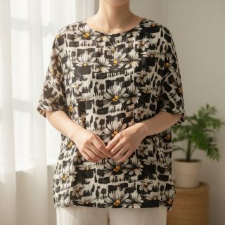 Viscoză cu in Daisy design A digital print