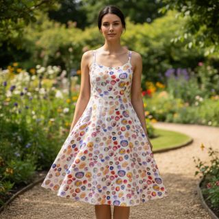 Viscoză cu in Natural Lin Livy blue digital print