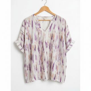 Viscoză cu in Natural Lin Lina purple digital print