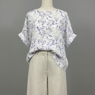 Viscoză cu in Natural Lin Lissy purple digital print