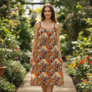Viscoză cu in Marigold design A digital print