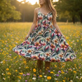 Viscoză cu in Jasmine design C digital print