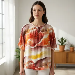 Viscoză SATIN Chloe red digital print