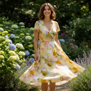 Viscoză SATIN Ambre yellow digital print