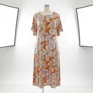 Viscoză SATIN Flowie Noe orange digital print