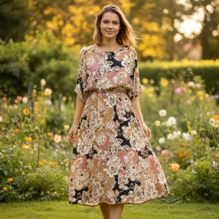 Viscoză SATIN Flowie Noe black digital print