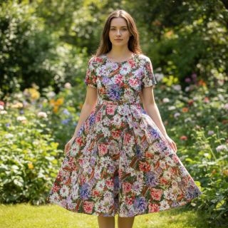 Viscoză SATIN Old fashion flowers digital print