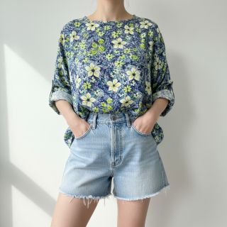 Viscoză SATIN Blue flowers digital print