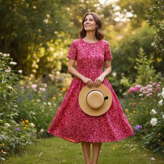 Viscoză RADIANCE Moana dark red digital print