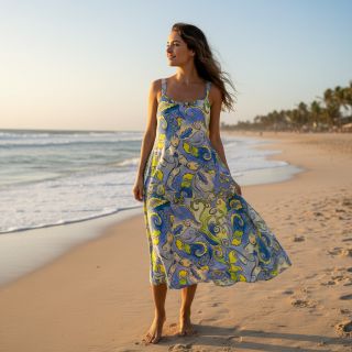 Viscoză RADIANCE Abstract paisley blue digital print