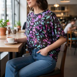 Viscoză RADIANCE Barbara black digital print