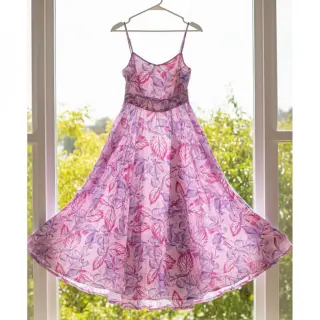 Viscoză RADIANCE Anabella leaves pink digital print