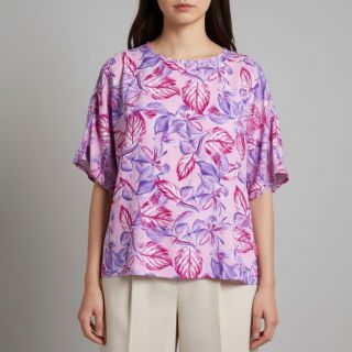 Viscoză RADIANCE Anabella leaves pink digital print