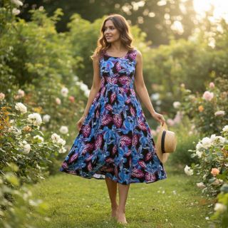 Viscoză RADIANCE Anabella leaves black digital print