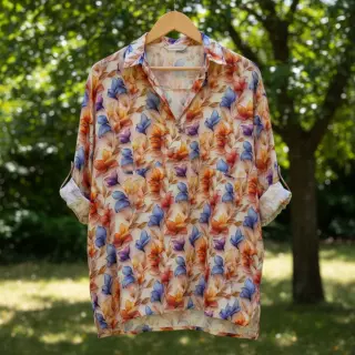 Viscoză RAYON POPLIN Leafs design D digital print