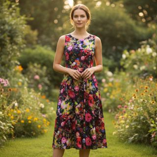 Viscoză LUREX Abstract navy digital print