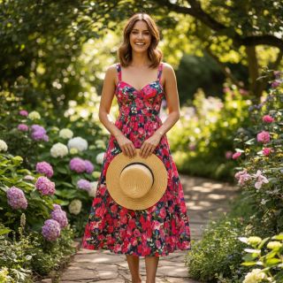 Viscoză LUREX Pink flowers digital print