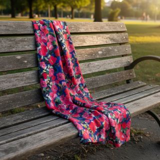 Viscoză LUREX Pink flowers digital print