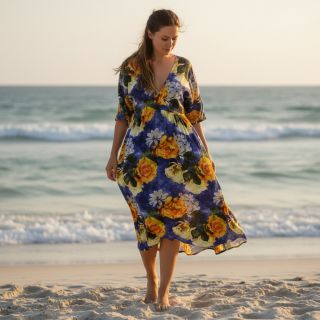 Viscoză Artistic flowers design B digital print