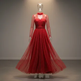 Tul pentru TUTU ROYAL SPARKLE red silver