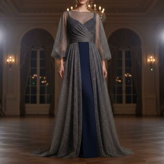 Tul pentru TUTU ROYAL SPARKLE dark grey silver