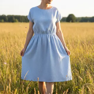 In cu bumbac Fishbone light blue