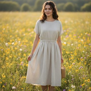 In cu bumbac Lira mini stripe beige