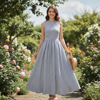 In cu bumbac  Lira big stripe jeans