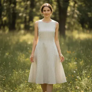 In cu bumbac Lira big stripe beige