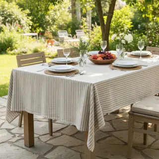 In cu bumbac Lira big stripe beige
