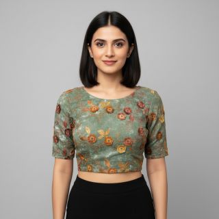 Țesătură din bumbac TIE DYE EMBROIDERY Poppy design O