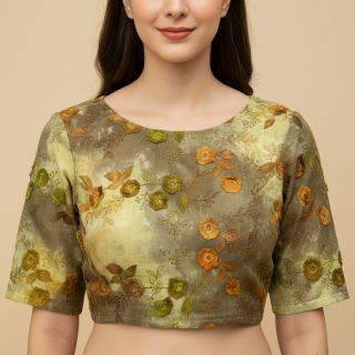 Țesătură din bumbac TIE DYE EMBROIDERY Poppy design P