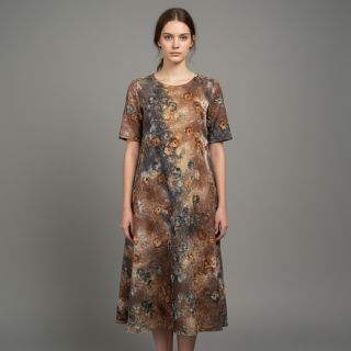 Țesătură din bumbac TIE DYE EMBROIDERY Poppy design M