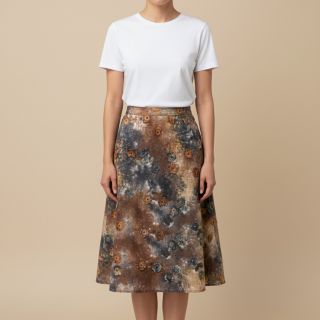 Țesătură din bumbac TIE DYE EMBROIDERY Poppy design M