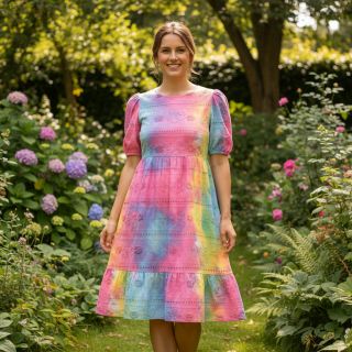 Țesătură din bumbac EMBROIDERY Tie dye Della design B