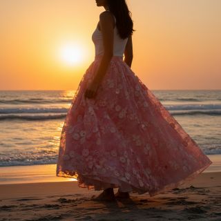 Țesătură din bumbac TIE DYE EMBROIDERY Poppy design K