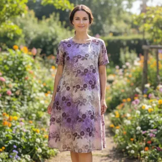 Țesătură din bumbac TIE DYE EMBROIDERY Poppy design J
